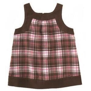 NWT Gymboree pink brown plaid check flannel layering tank top shirt tunic 4 4T
